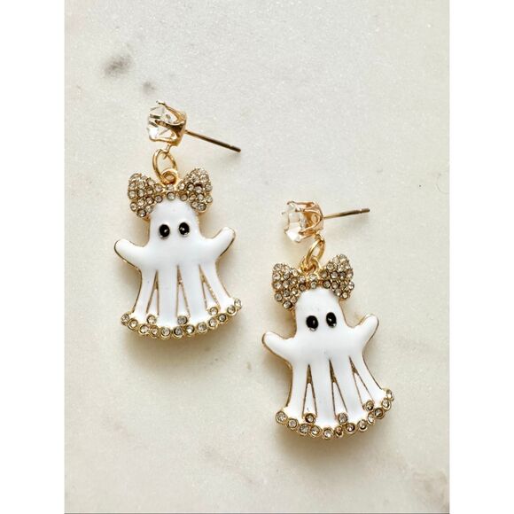 Booooo-tiful ghost dangle Halloween earrings - Picture 3 of 5